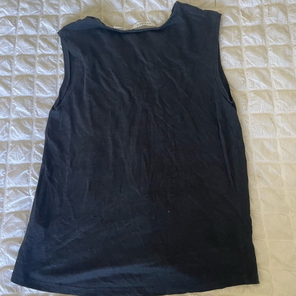 Sandro Black Linen Sleeveless Ruffled Silk Blouse - Picture 3 of 7